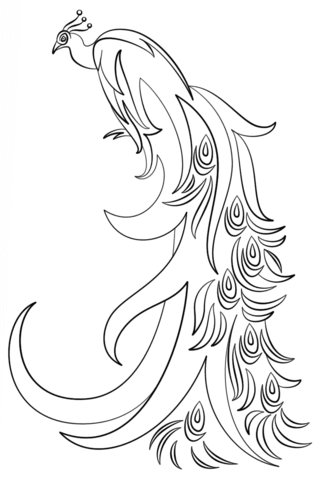 Abstract Peacock Coloring Page